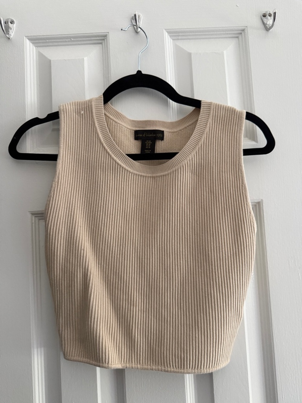 Beige Ribbed Crop Tank House of Harlow